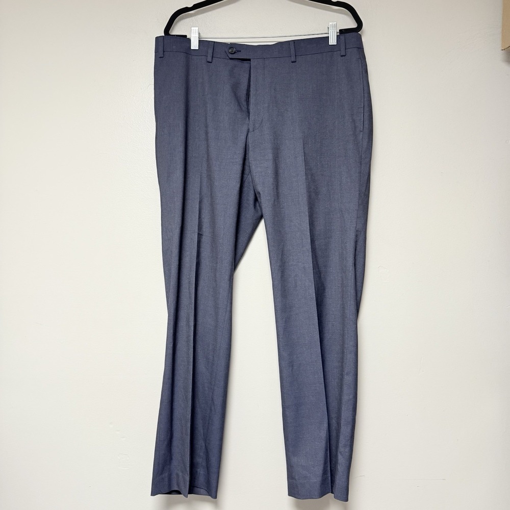 Ralph Lauren Dress Pants Mens 36x30 Blue Excellent Slim Fit Sharkskin Trousers